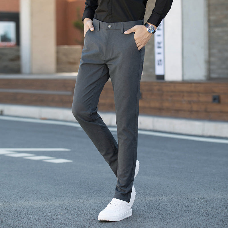 Korean Style Slim Men's Mid-waist Trousers