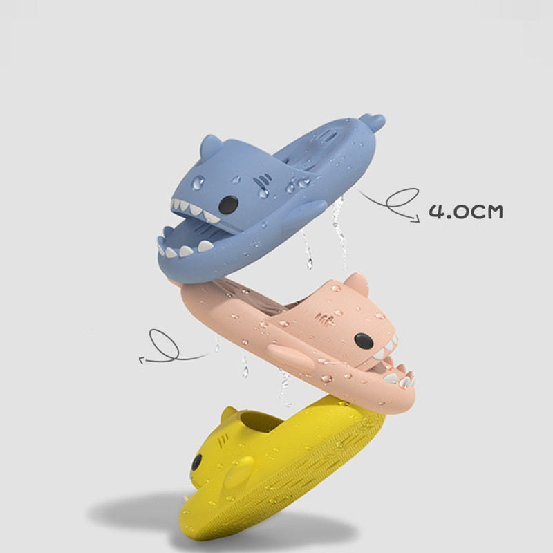 Pantuflas de tiburón con orificios de drenaje, zapatos de ducha para mujer