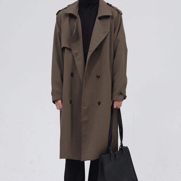 Double Breasted Simple Trench Coat Men's