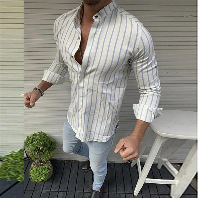 Printed wide lapel button cardigan long sleeve casual shirt
