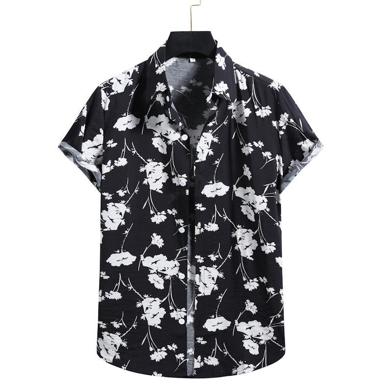 Camisa floral casual de manga corta para hombre