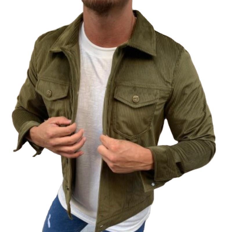 Men's Corduroy Lapel Cardigan Long Sleeve Jacket