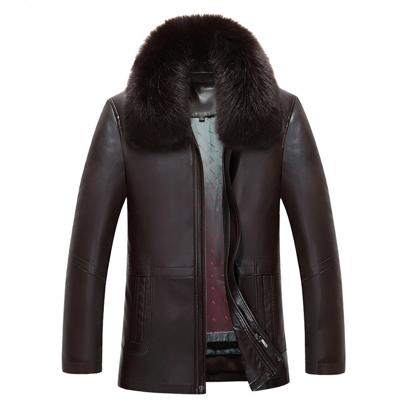 Leather men's short fur coat Men's inner jacket overcoat