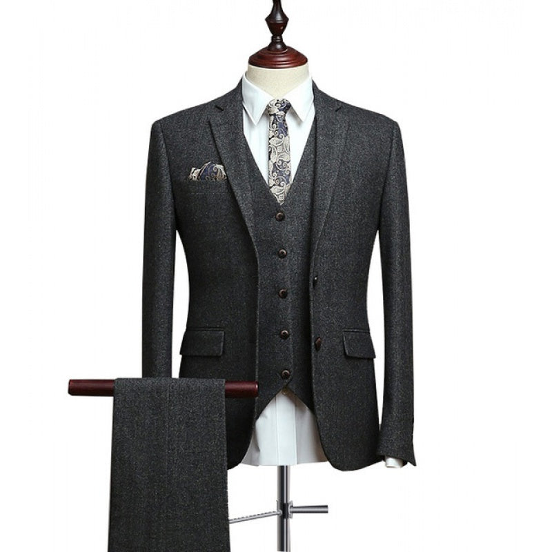 Men's Wool Tweed Formal Lapel suit