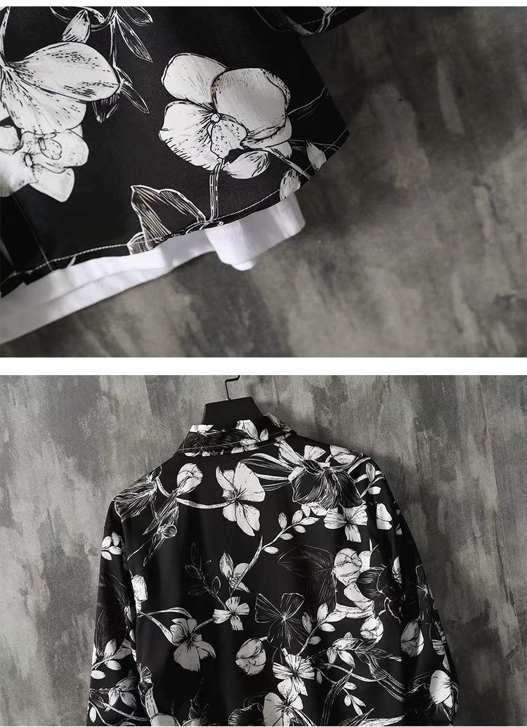 Ruffian Handsome Long-sleeved Floral Shirt Men