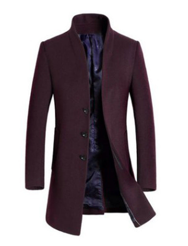 Men's casual woolen trench coat