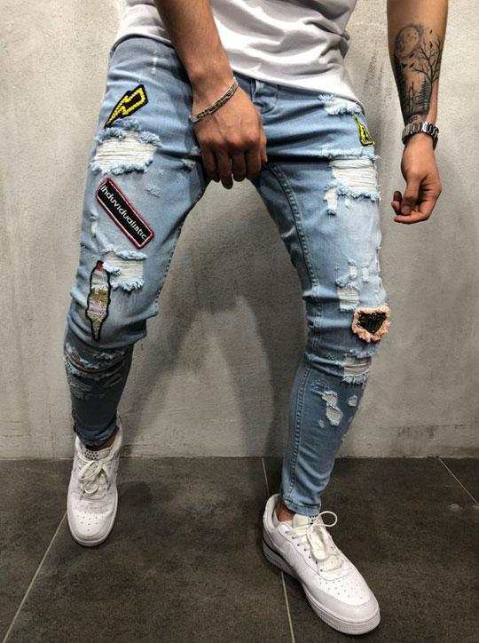 Blue ripped jeans
