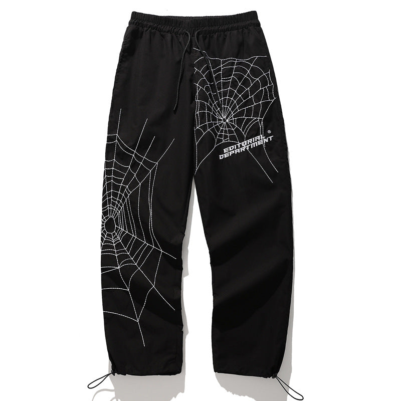 Spiderweb embroidered sweatpants