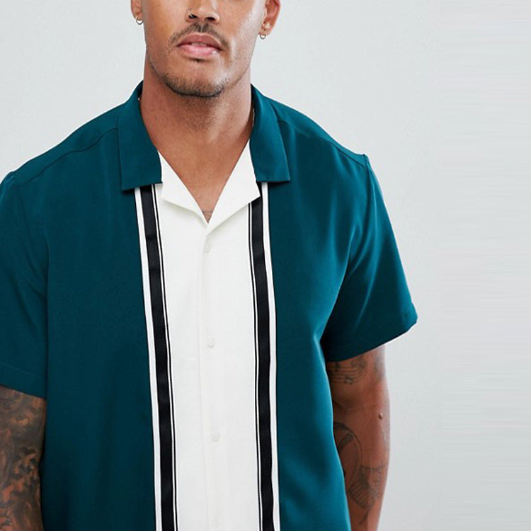 Men's custom-made striped temperament shirt