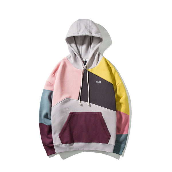 Color Matching Hooded Sweater