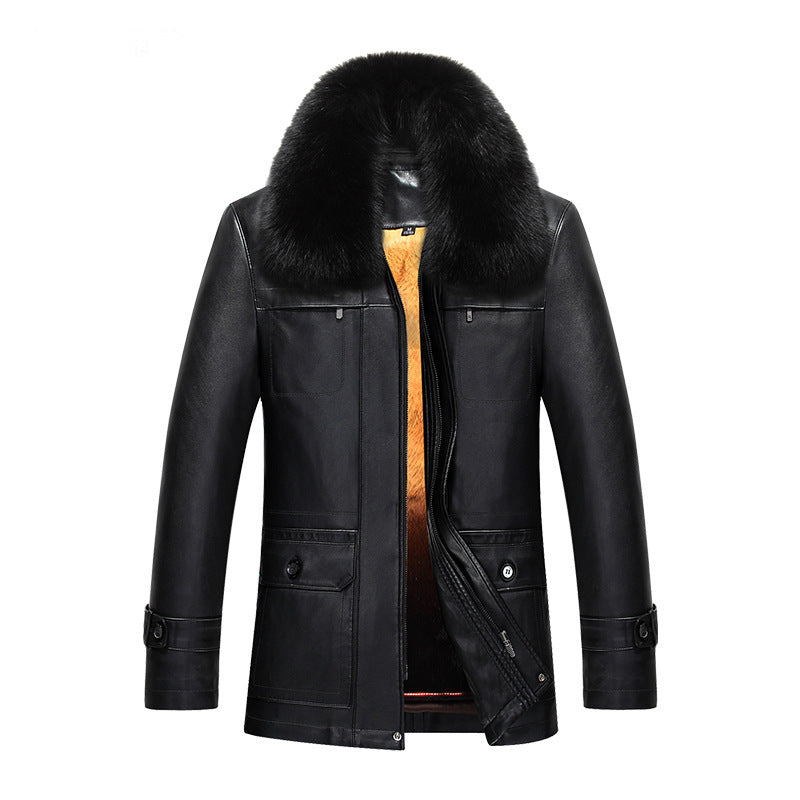 Leather men's short fur coat Men's inner jacket overcoat