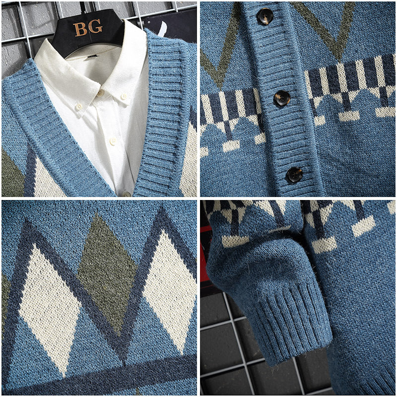 Men's Handsome Knit Youth Cardigan Sweater