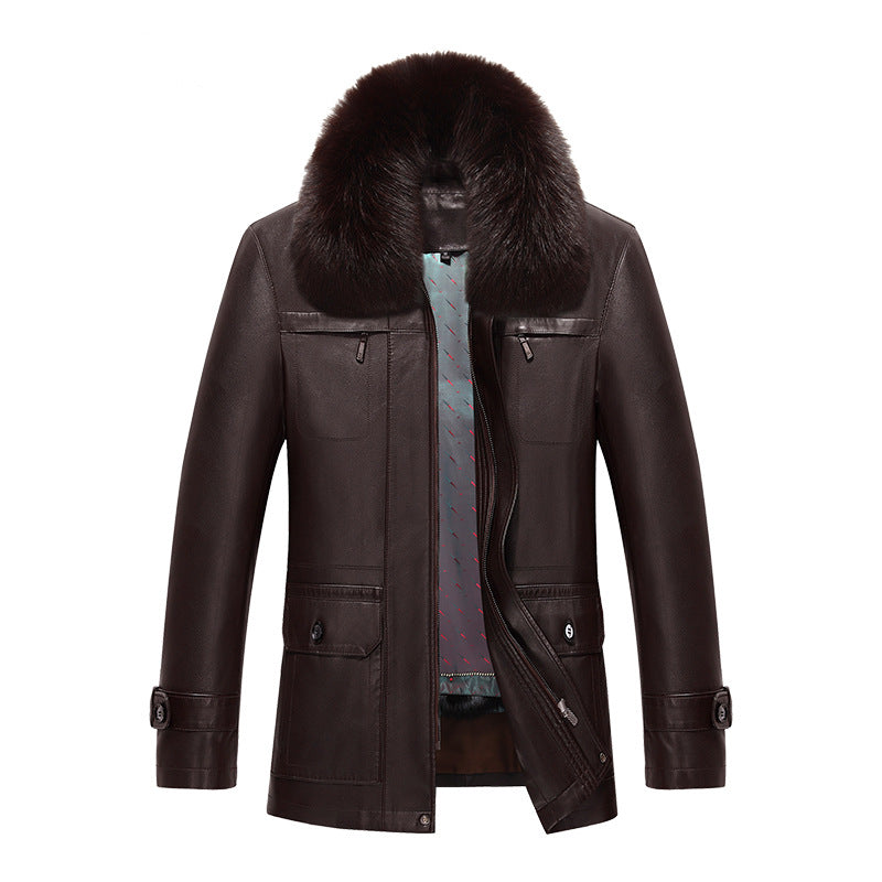 Leather men's short fur coat Men's inner jacket overcoat