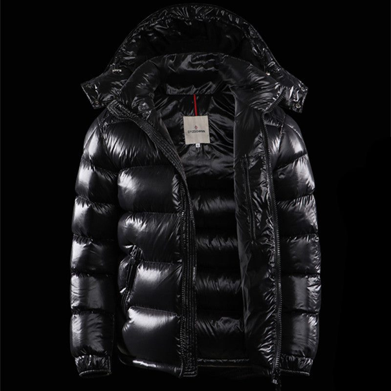 Pure Color Short Shiny White Duck Down Jacket