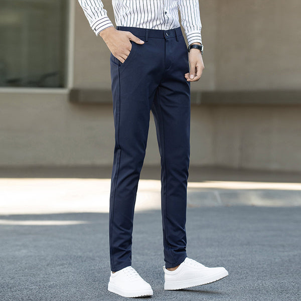 pantalones de cintura media de hombre delgados de estilo coreano