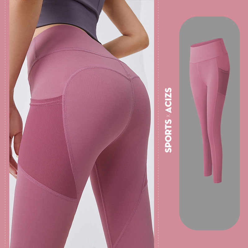 Pantalones de yoga con bolsillo para mujer, mallas con control de barriga, pantalones ajustados para correr
