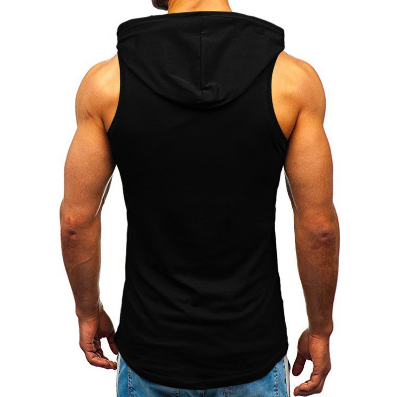 Men's Sleeveless Vest Letter Printed Hoodie Sports Tops