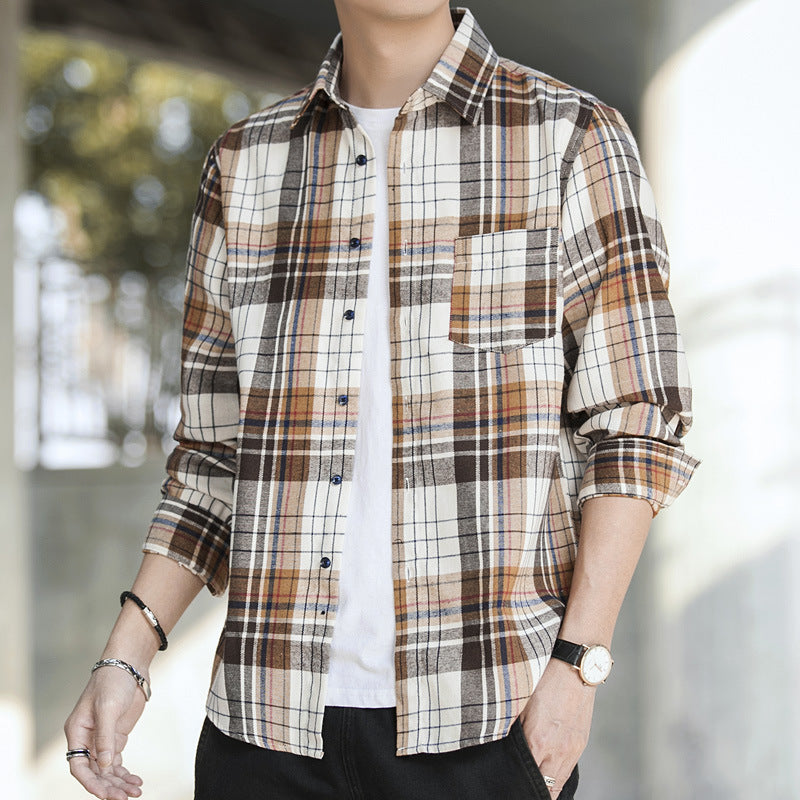 Plaid Shirt Men's Casual Fashion Trend Loose Jacket