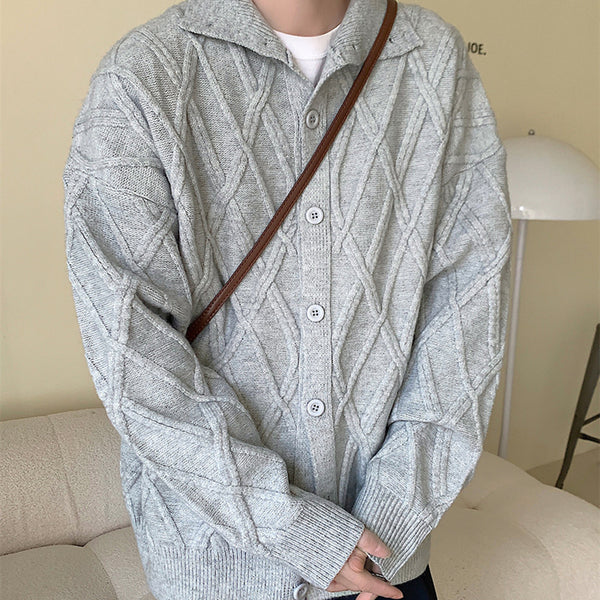 Youth Knitted Cardigan With Half Turtleneck