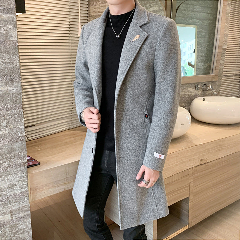 Korean Slim Woolen trench Coat