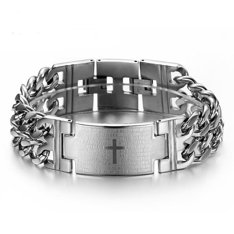 Cross Double Row Cuban Bracelet For Men