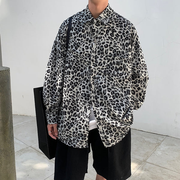 Leopard Print Retro Couple Loose Lapel Shirt Jacket