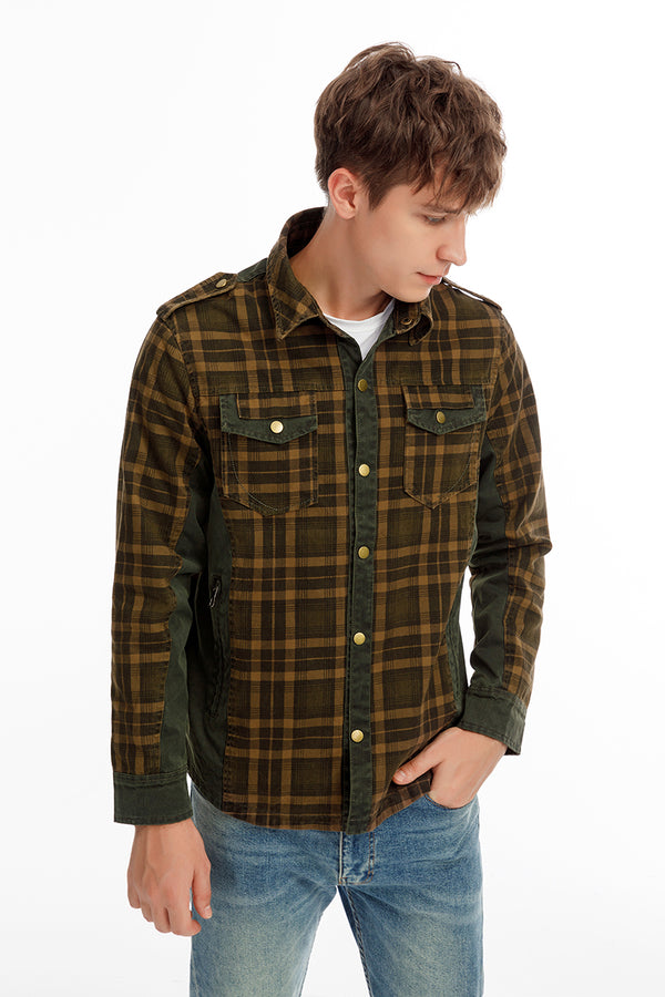 Chaqueta casual de otoño-invierno a cuadros para hombre Chaqueta ajustada para hombre