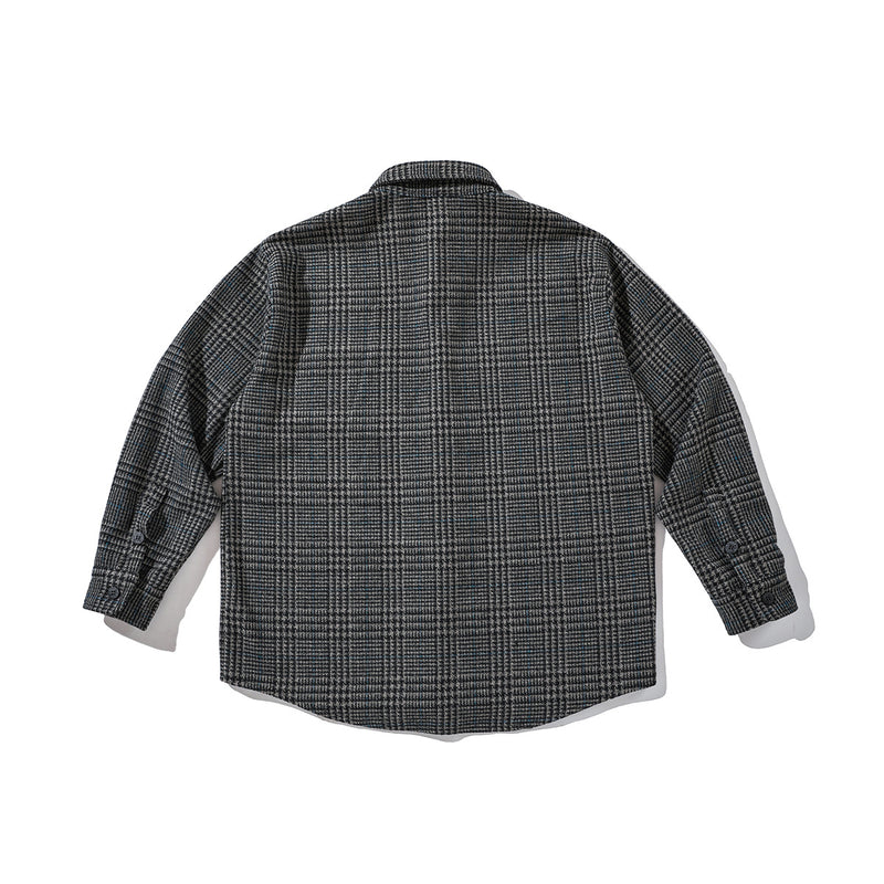 Men's Retro Tooling Plaid Long Sleeve Woolen Shirt