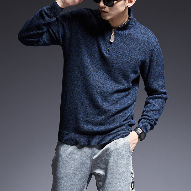 Zipper Stand-up Collar Fashion Sweater Men