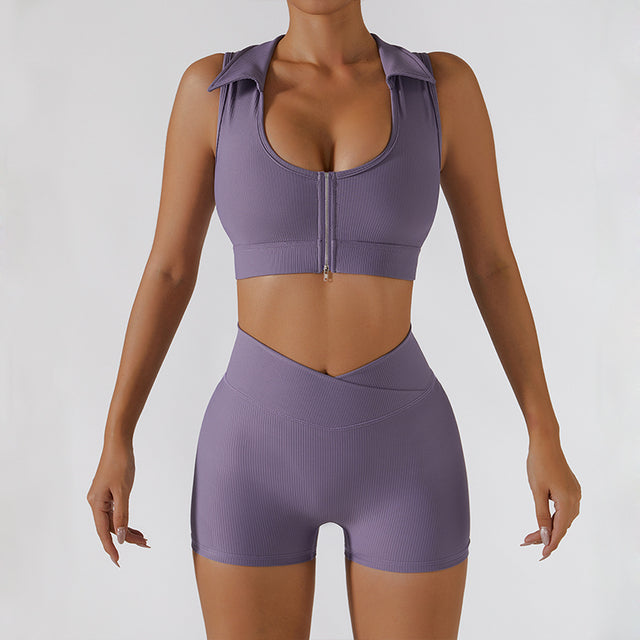 Conjunto de gimnasio con cremallera, ropa deportiva para mujer, deportes