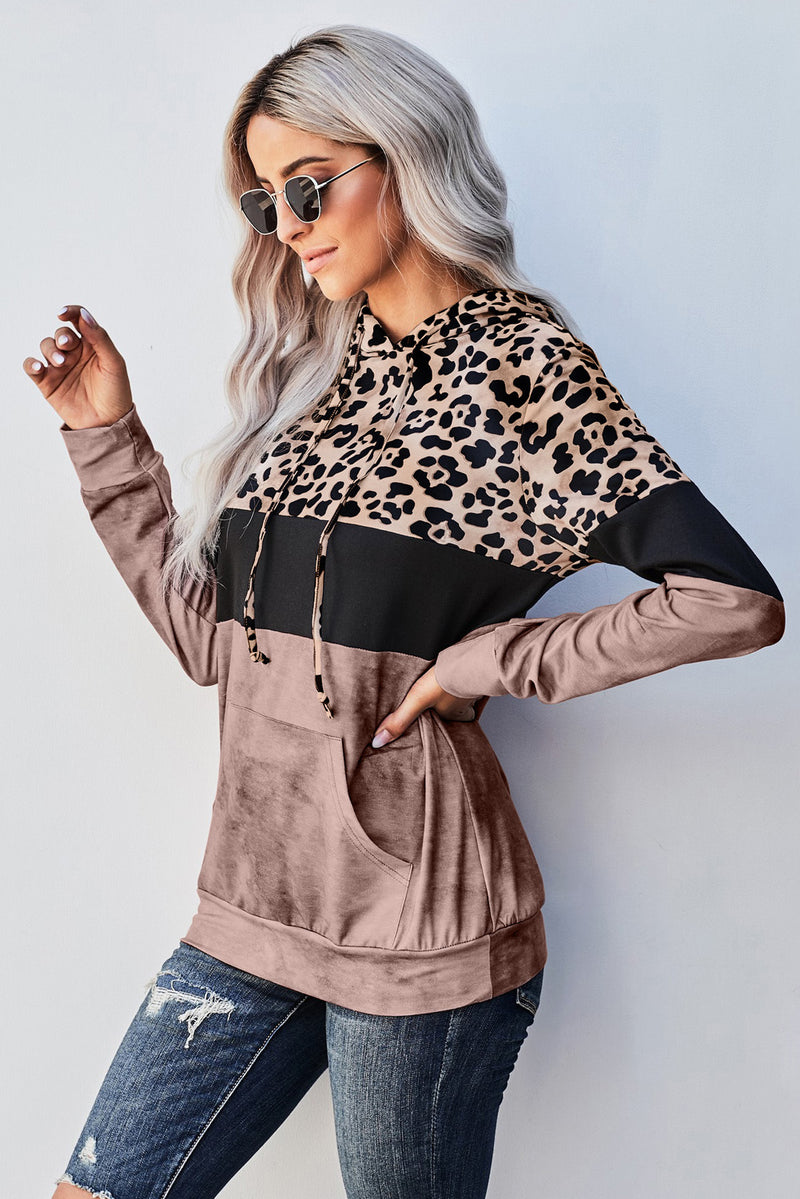 Leopard Color Block Hoodie