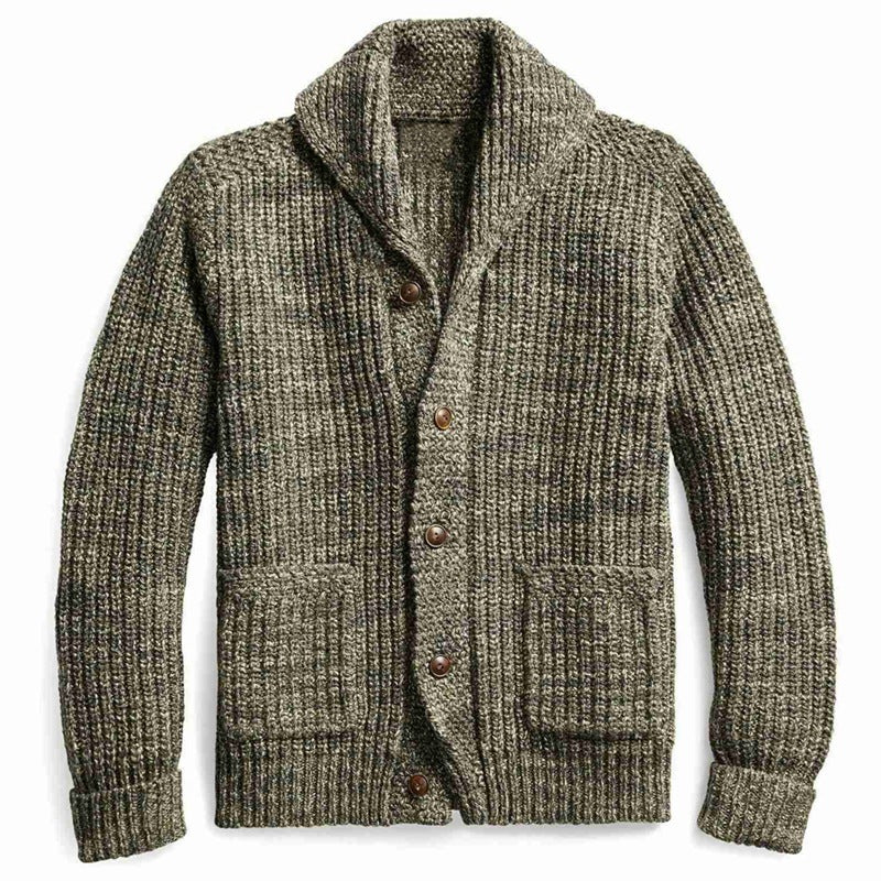 Men's Autumn And Winter Mixed Color Knitted Jacket