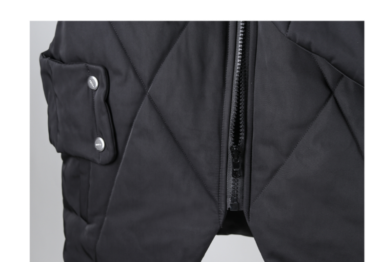 Irregularly Deconstructed Nylon Buckle Cotton jacket