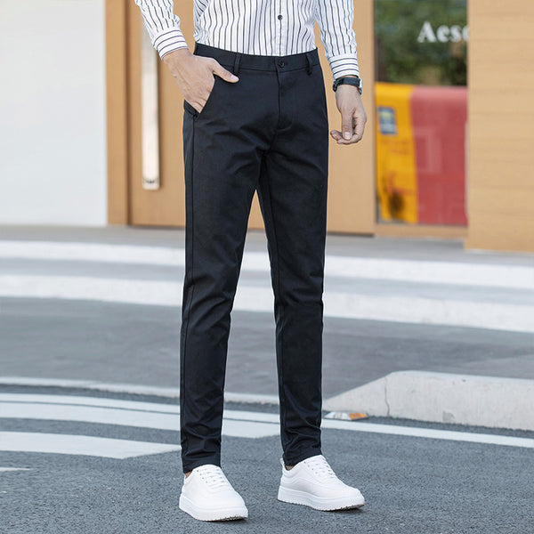 pantalones de cintura media de hombre delgados de estilo coreano