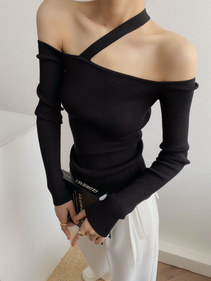 Off-the-shoulder Knitted Sweater Top