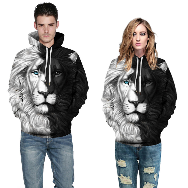 Men Sports Large Size Print Pullover Hoodie