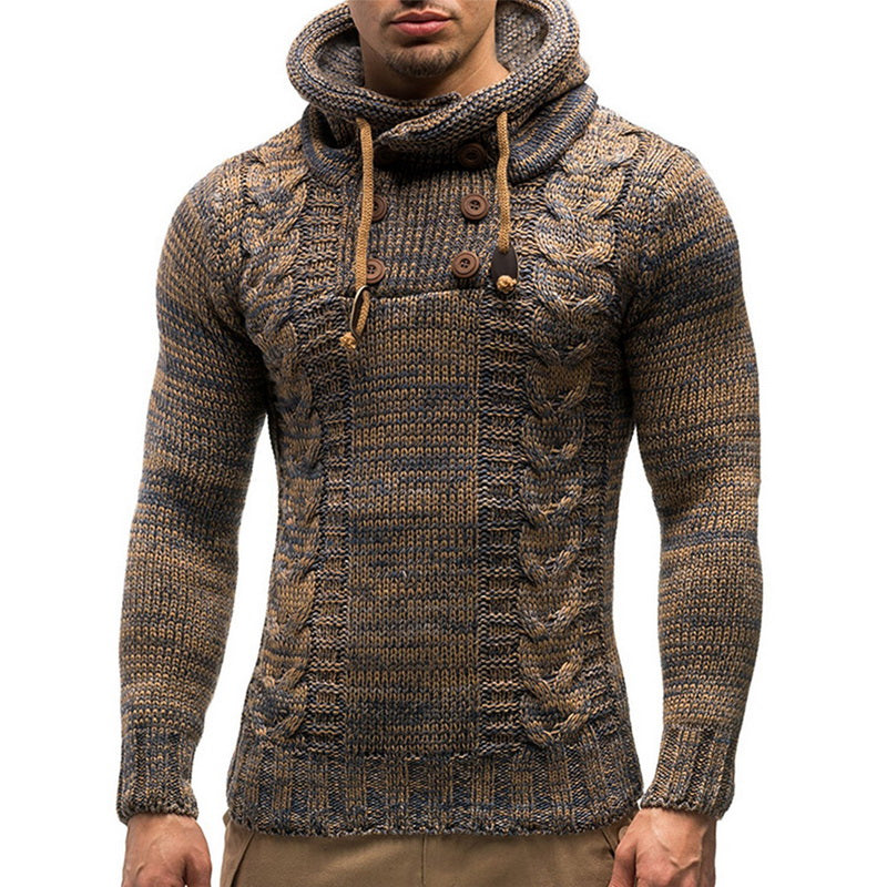 Solid Color Knit Hooded Sweater