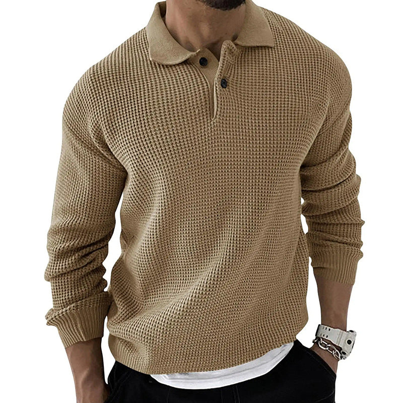 Suéter con cuello polo para hombre moderno y delgado.