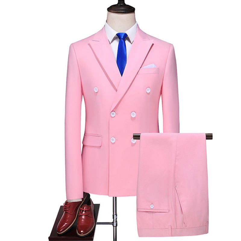 Male Host Two-piece Large Size Solid Color Suit