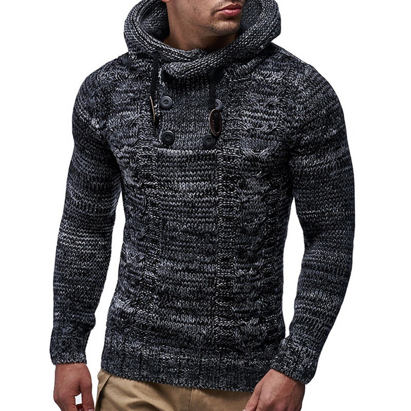 Solid Color Knit Hooded Sweater