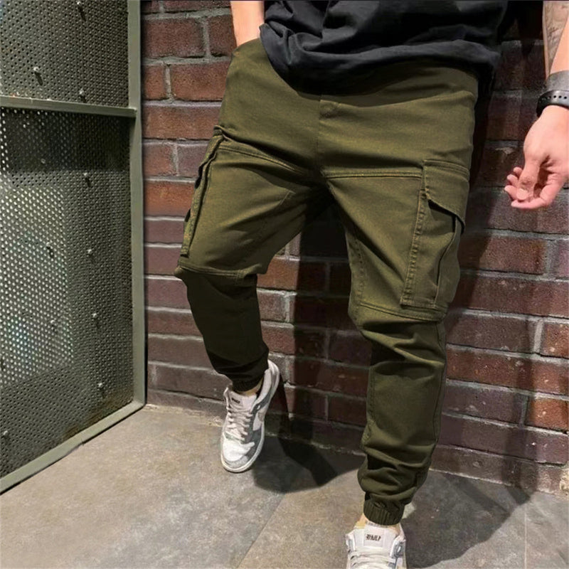 Mens Sports Pants With Pockets Casual Cargo Trousers