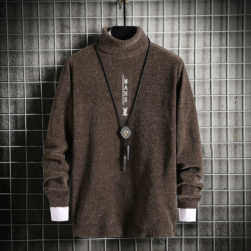 Men's Chenille Turtleneck Sweater Knit Bottoming Shirt