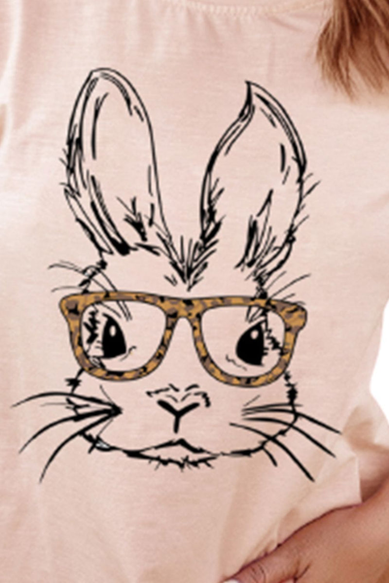 Camiseta de manga corta con estampado de conejito de Pascua