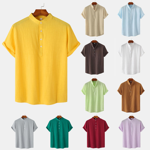 Casual Solid Color short sleeve summer shirt for men