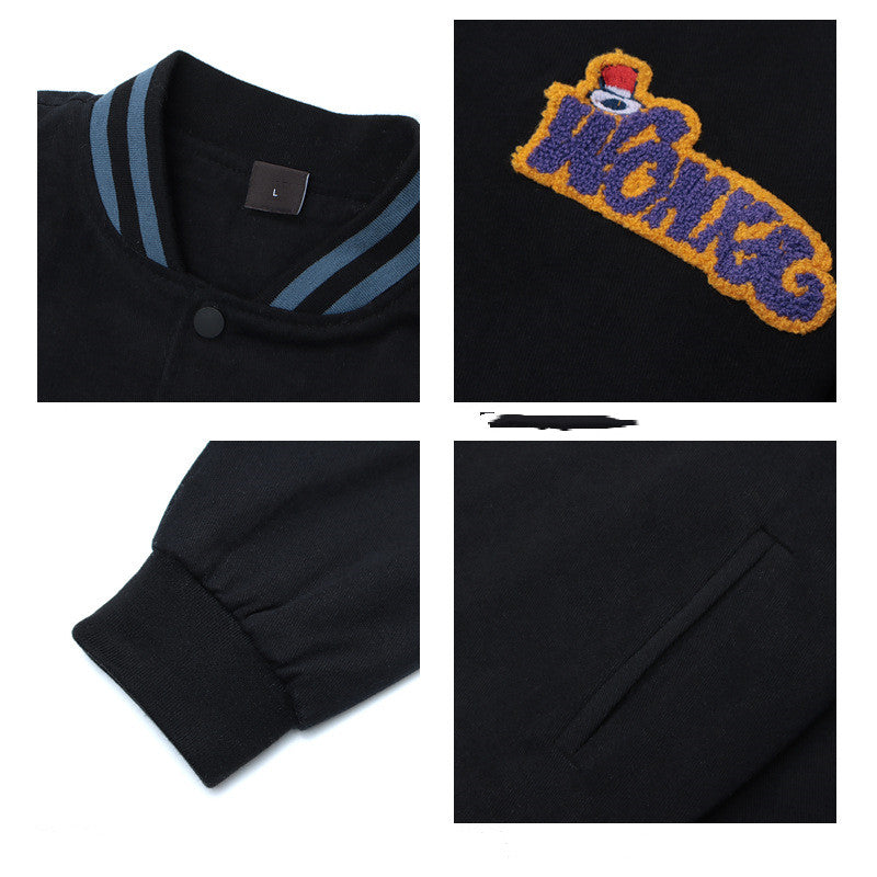 Retro Street Letter Flocking Embroidery Jacket men