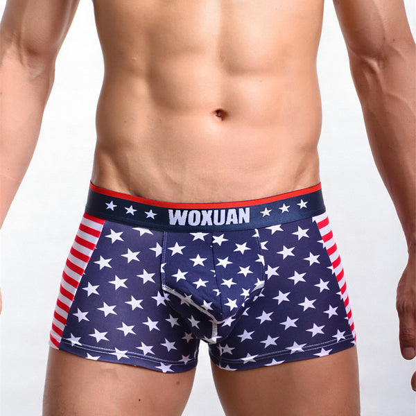 Boxers de canalé con estampado de bandera americana para hombre