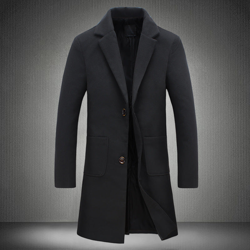 Mid-length Coat Men's Slim Handsome Woolen Coat