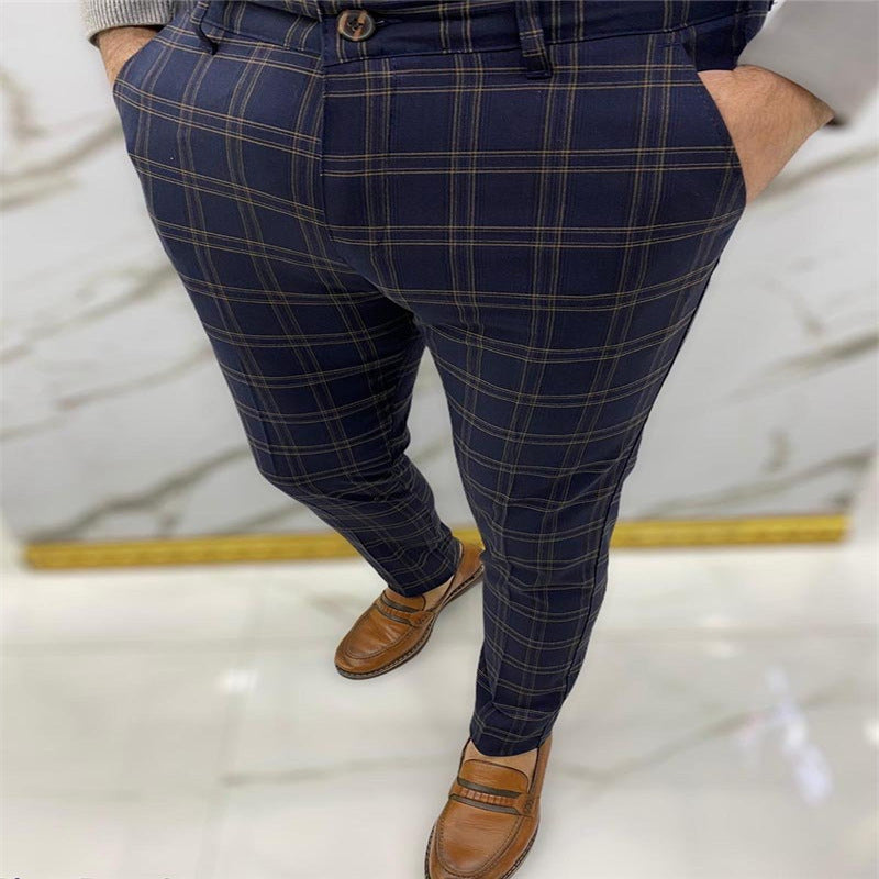 Stretch Slim Fit Pencil Pants Solid Color Business Casual Trousers