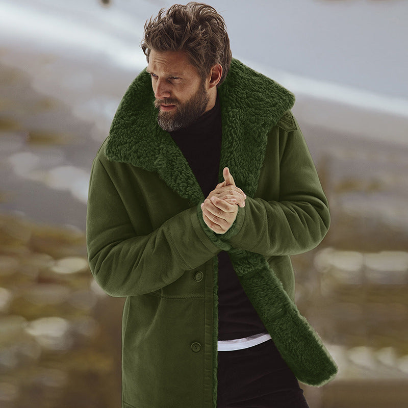 Warm mid-length men's coat