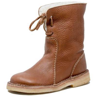 Botas con cordones de felpa de piel de invierno para mujer 